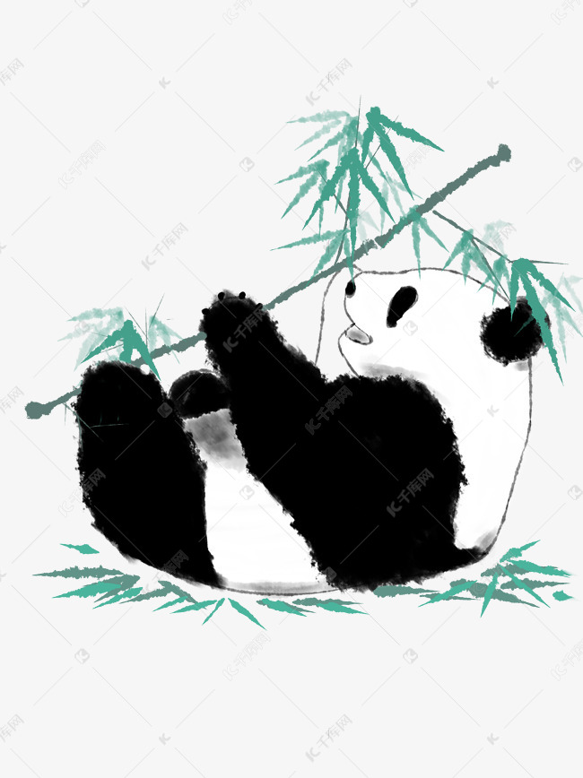 水彩绘画熊猫