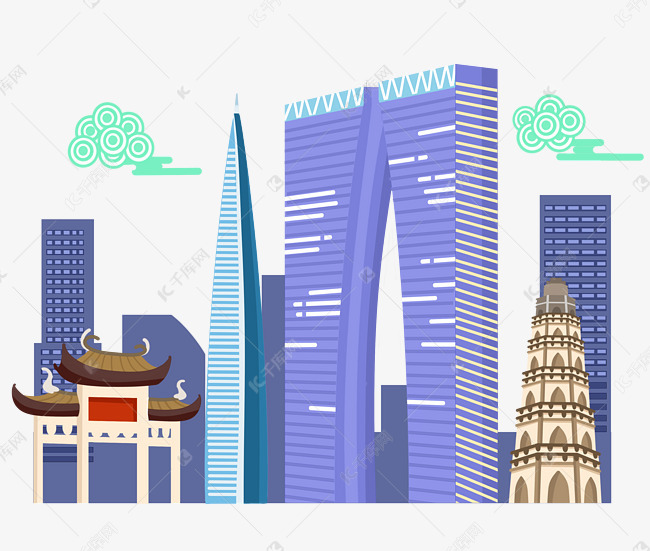 蓝色苏州建筑