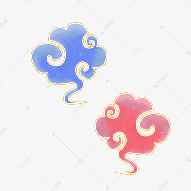 中国传统风七彩祥云