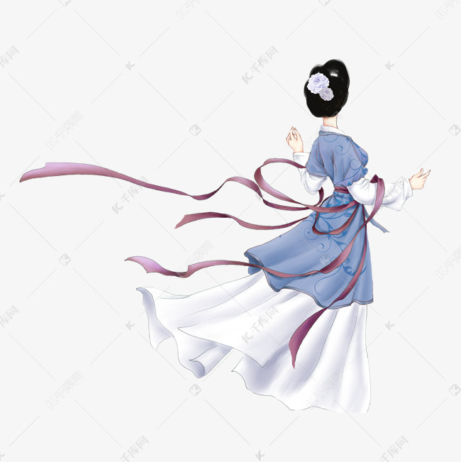 仕女图古风女人背影素材