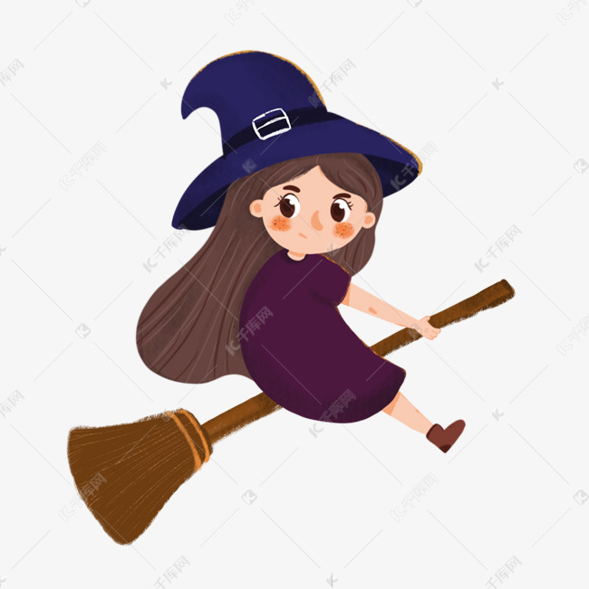 万圣节女巫扫把设计素材