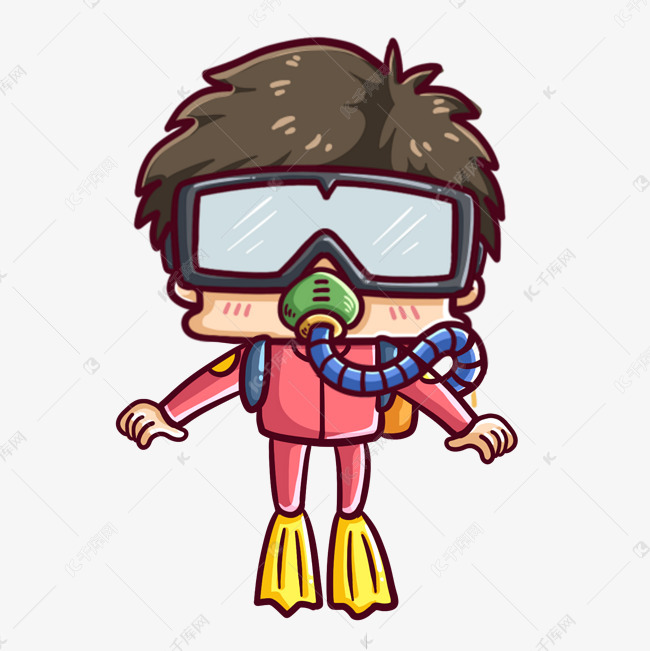 红色潜水服的潜水员