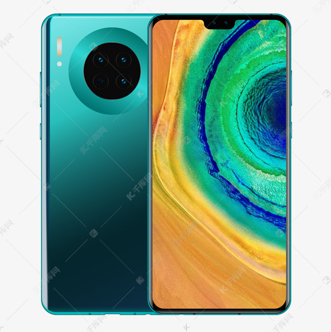 华为手机huaweimate30蓝色正反面