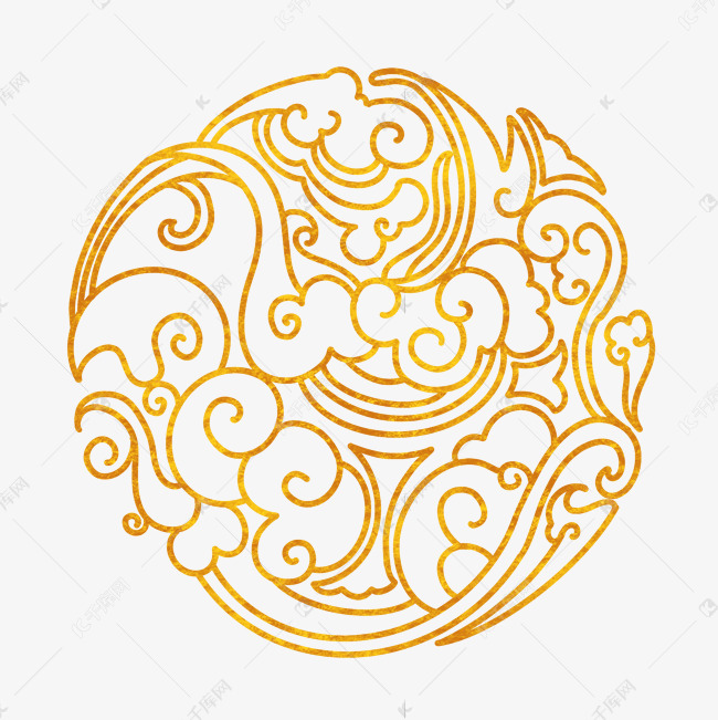 烫金祥云圆形线条图案