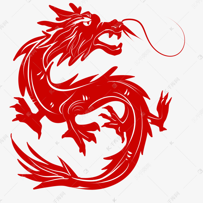 中国龙龙纹剪纸