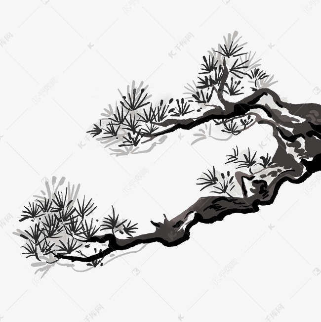 水墨画松树