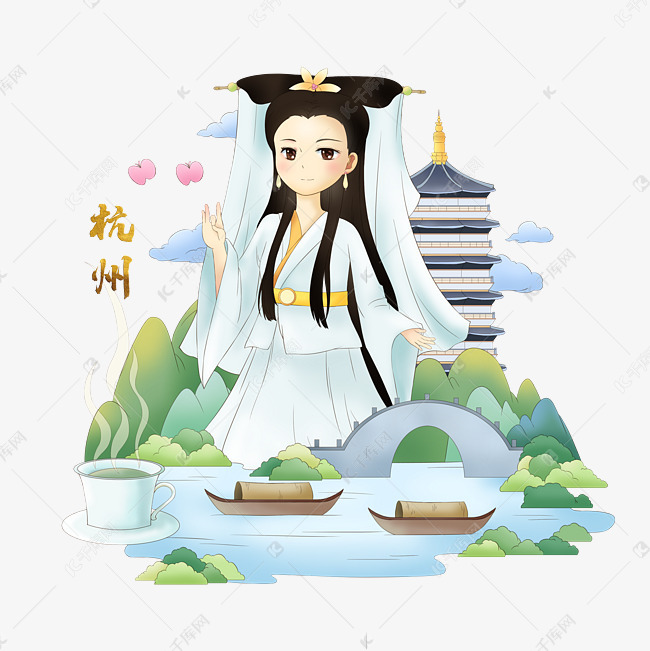 国潮新白娘子城市杭州西湖旅游