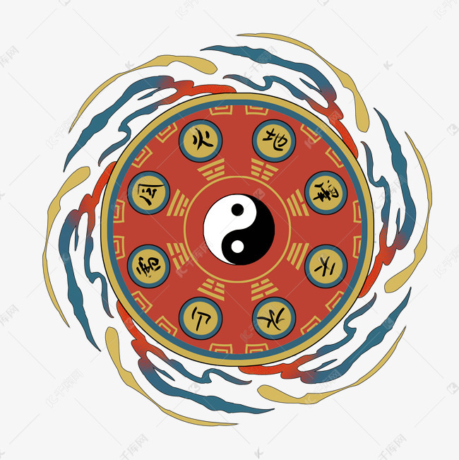 国潮年画五行八卦图