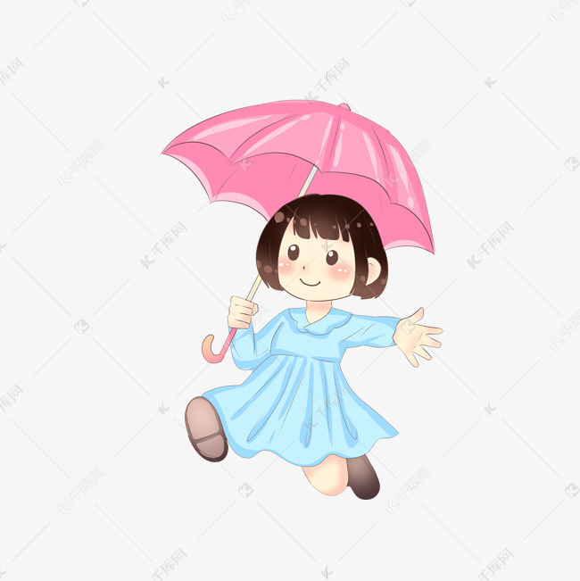 打雨伞小孩子