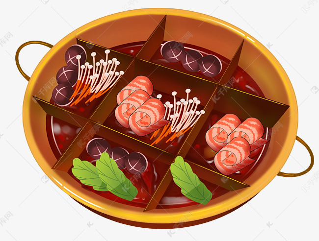 九宫格火锅食物