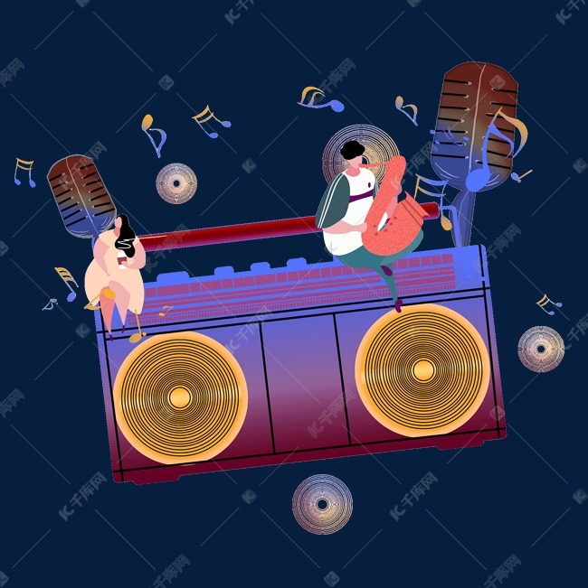 音乐会音乐节扁平卡通