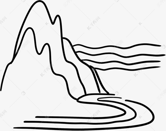 简笔装饰山水png