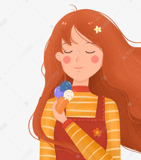 小女孩吃冰淇淋