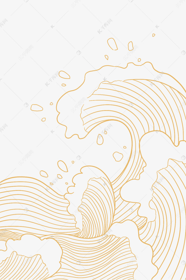 金色海浪花纹底纹