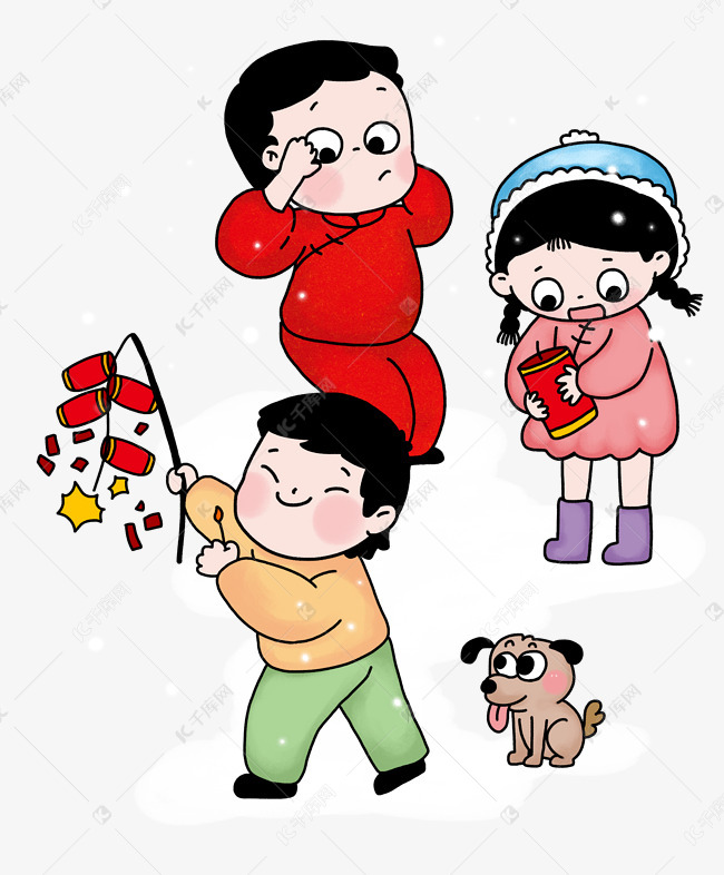 过新年放鞭炮小孩