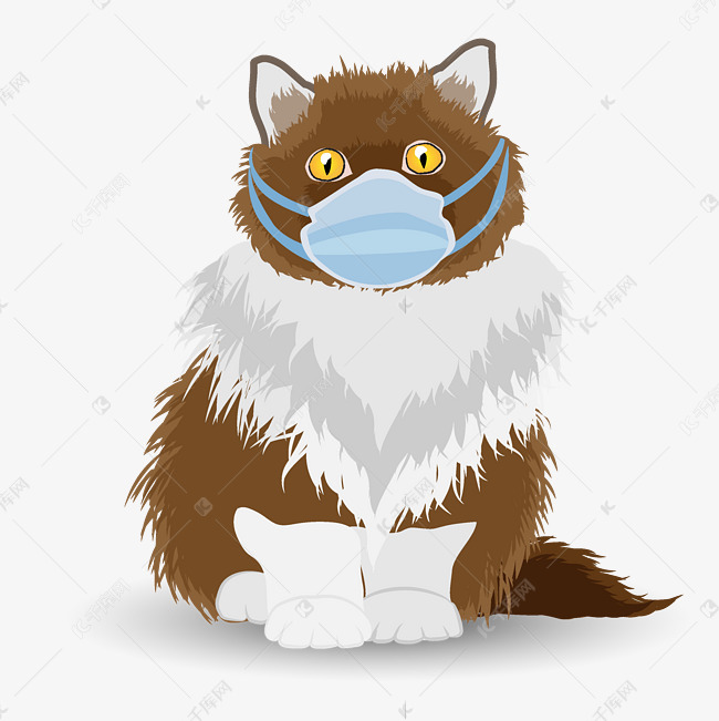 矢量戴口罩的猫咪