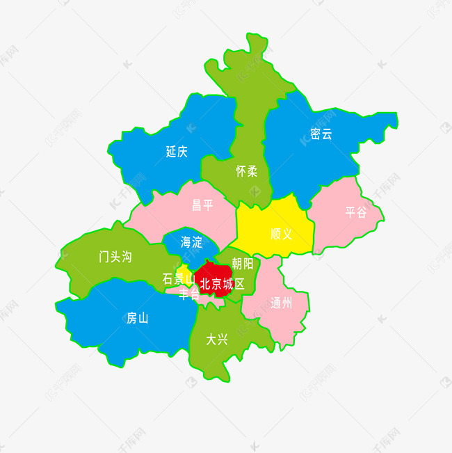 思源黑体)                 矢量北京拼色地图素材2020-07-20发布,千