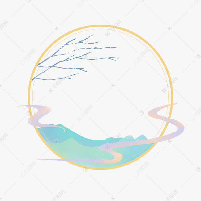 古风山水云纹边框