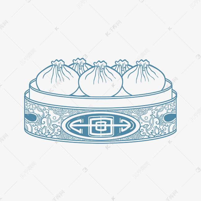 国风线描主食包子