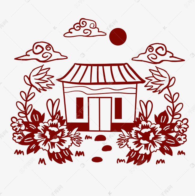 新年年画房屋剪纸