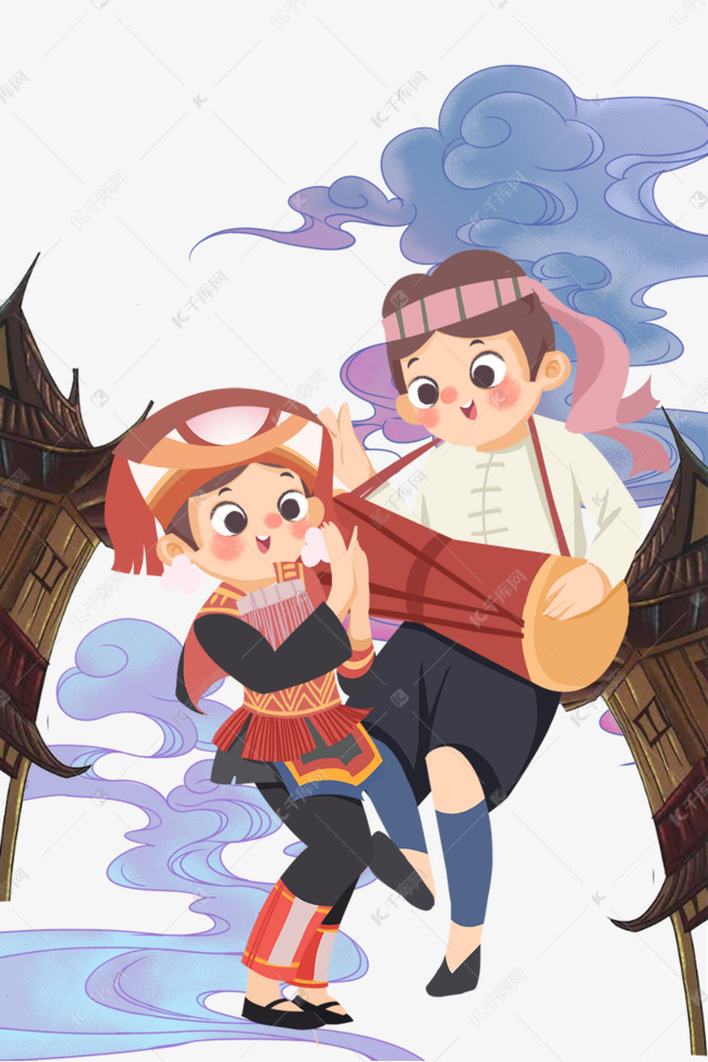 少数民族手绘插画