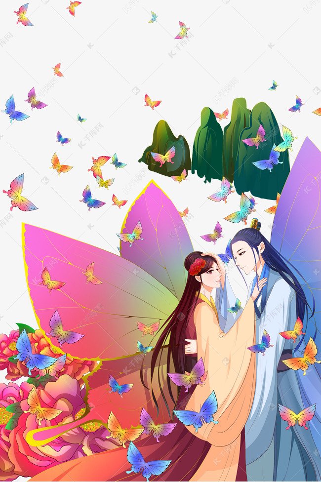 千库网/免抠元素/民间故事/民间故事梁山伯与祝英台 素材来源