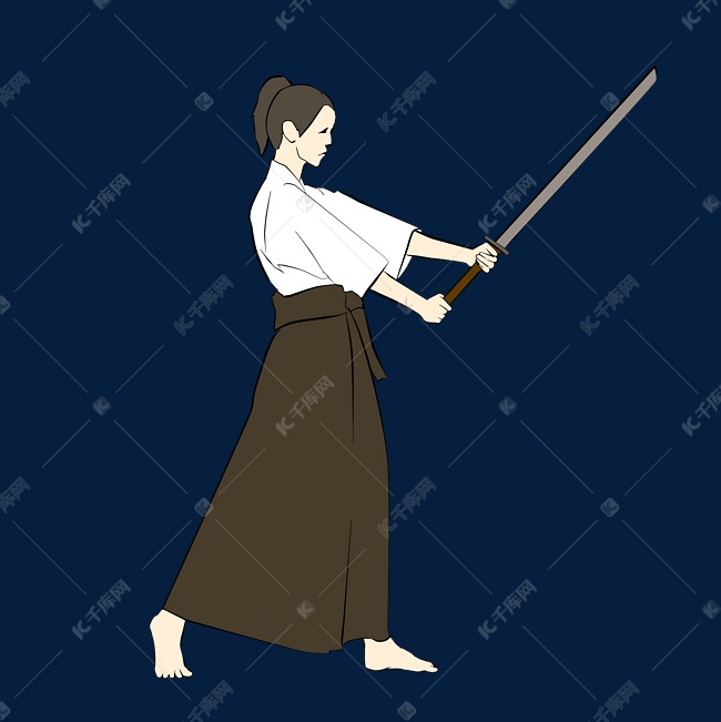 日本武士挥刀拔刀