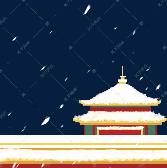 古建筑房檐积雪