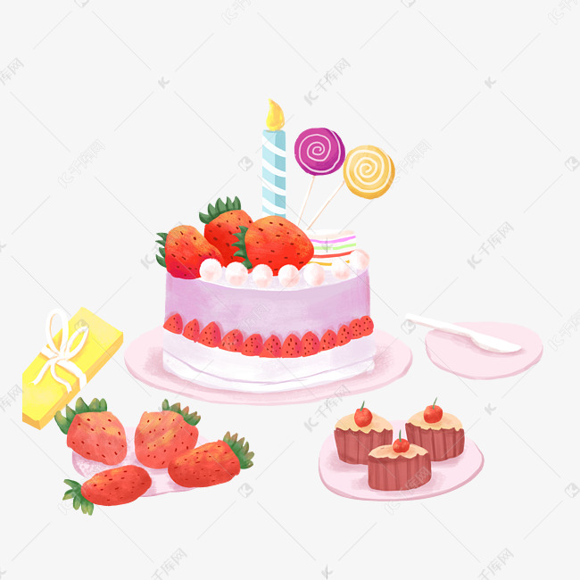 千库图片素材频道为生日蛋糕点心蜡烛png图片提供免费