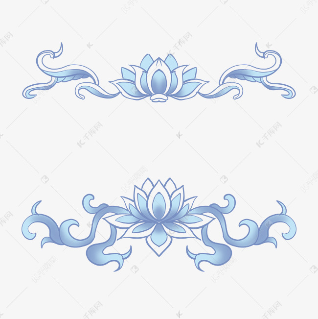 中国风青花瓷荷花花纹