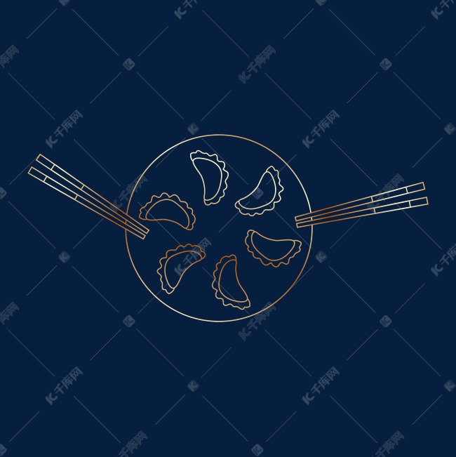 线描冬至一盘饺子