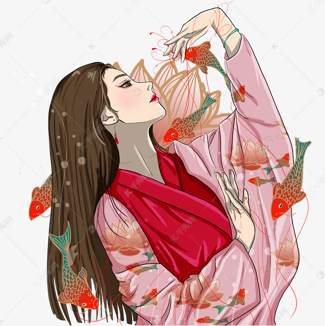 中国风国潮美女登录搜索字体音乐千库编辑办公ppt插画摄影图ui设计