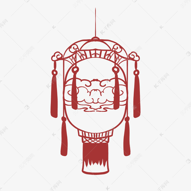 新年古风灯笼剪纸