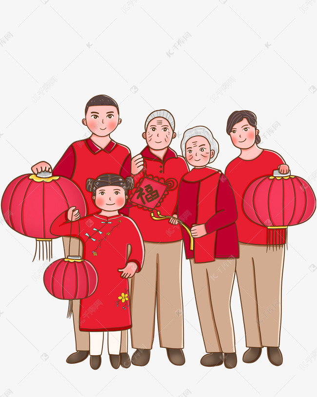 新年全家福拜年新春素材图片免费下载-千库网