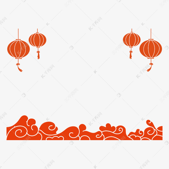 扁平新春灯笼祥云边框
