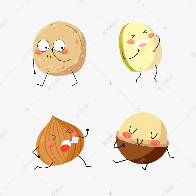 拟人坚果核桃开心果