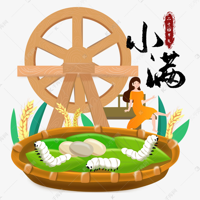 小满节气祭车神人物矢量图