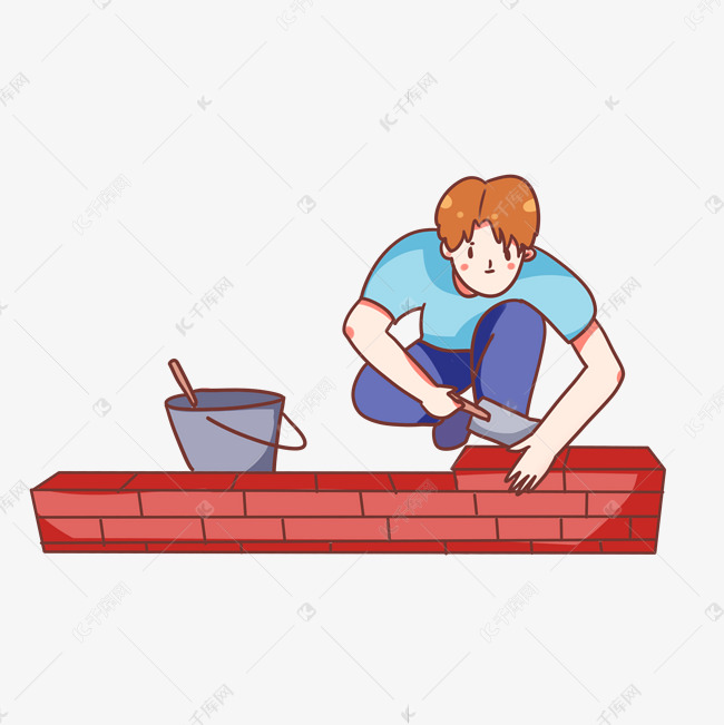 装修砌墙垒墙砖头家装节工人建筑