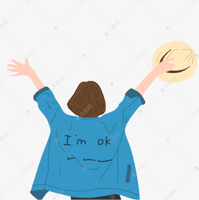 夏季短发女孩背影