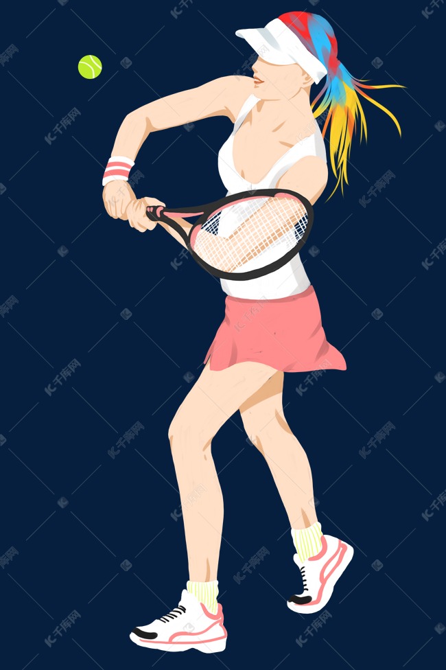 女孩打网球运动