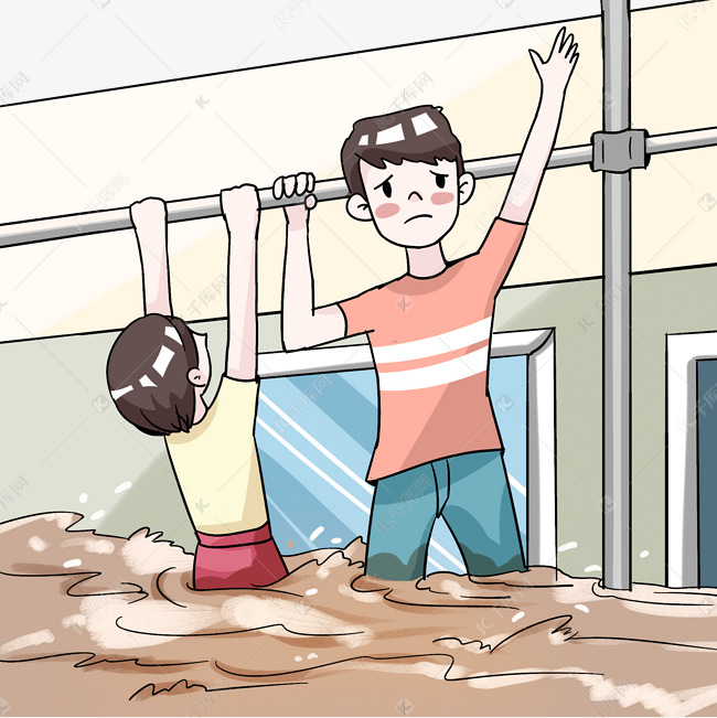 抗洪救灾地铁室内洪水受困