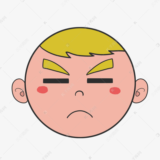 黄头发可爱婴儿卡通头像生气表情