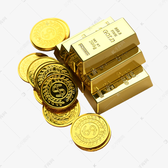 硬币黄金金块货币财富堆