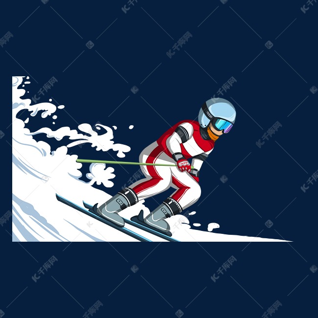 北京冬奥会滑雪运动蓝色简约