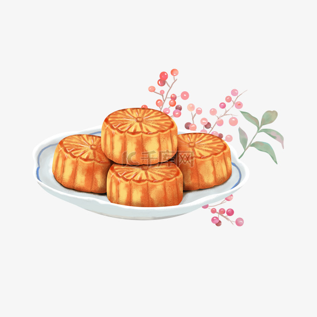 中秋节手绘一盘月饼