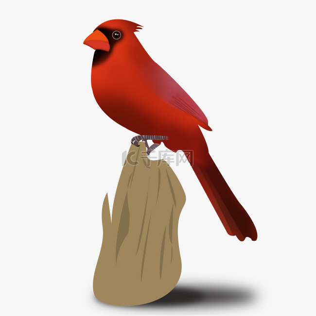 手绘扁平化红色小鸟矢量素材