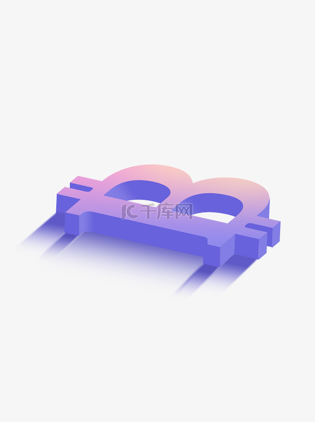 蓝紫色2.5D透气感比特币设计元素