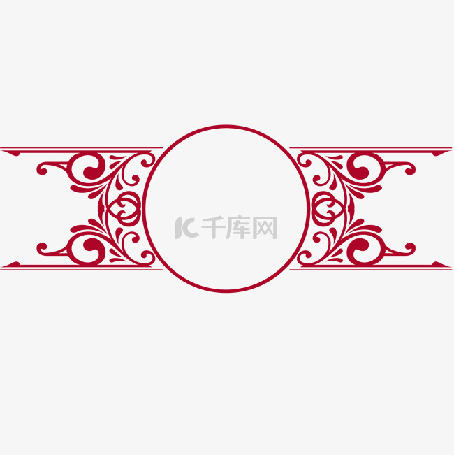 中国风花纹红色边框元素
