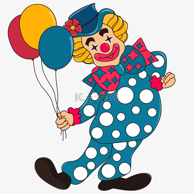 愚人节拿气球小丑可爱卡通形象