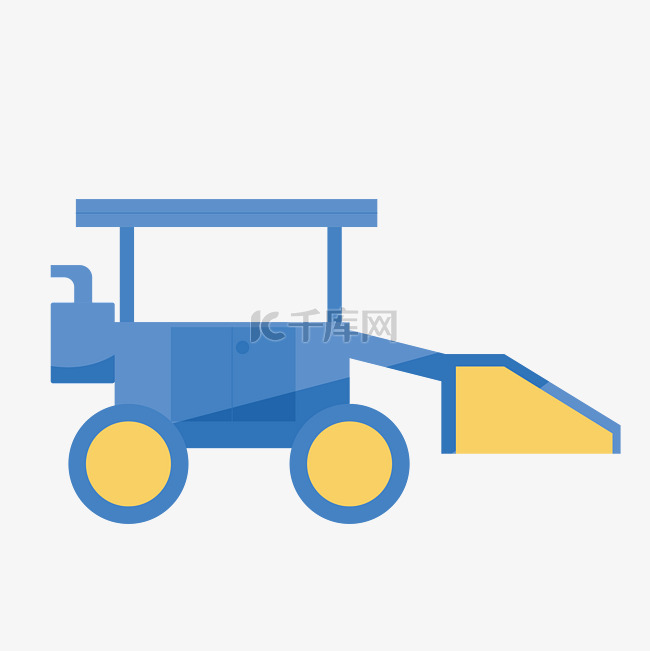 农业蓝色卡通拖拉机插画
